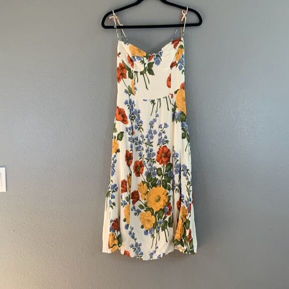 Reformation Dresses & Skirts - Floral Slip Midi Dress in Cream with Yellow & Red Blooms